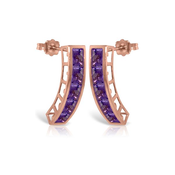 Genuine 4.5 ctw Amethyst Earrings 14KT Rose Gold - REF-38A5K