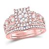 Diamond Bridal Wedding Ring Band Set 7/8 Cttw 14KT Rose Gold
