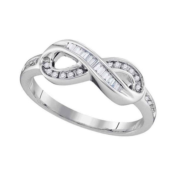 Round Baguette Diamond Infinity Ring 1/5 Cttw 10KT White Gold