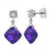 Genuine 17.56 ctw Amethyst & Diamond Earrings 14KT White Gold - REF-48F3Z