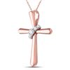Image 2 : Round Diamond Cross Pendant 1/10 Cttw 14KT Rose Gold