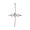 Image 1 : Round Diamond Angel Cross Pendant 1/8 Cttw 10KT Two-tone Gold