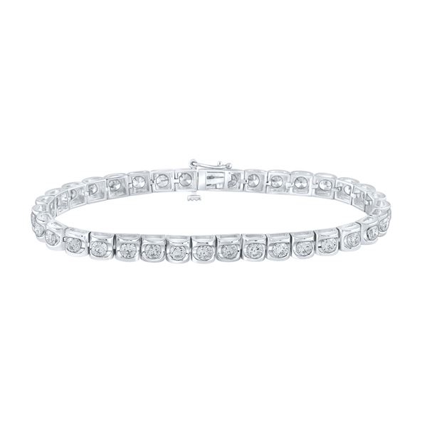 Round Diamond Solitaire Tennis Bracelet 5 Cttw 14KT White Gold