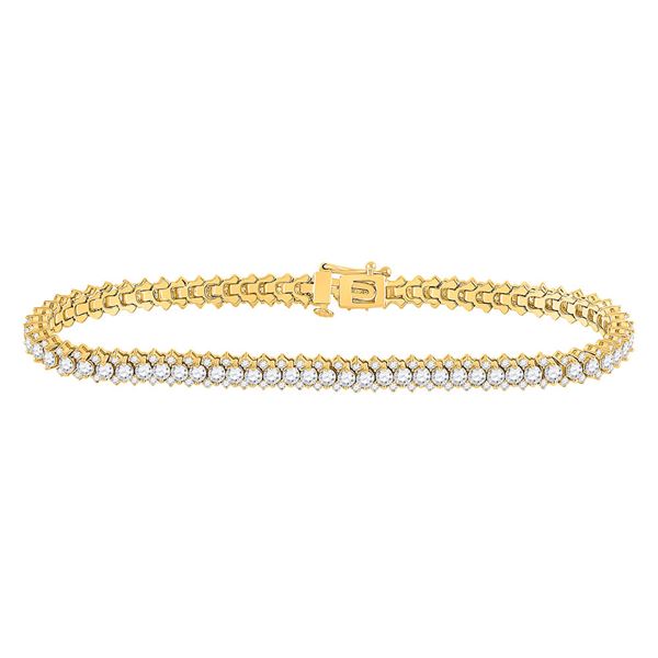 Round Diamond Single Row Tennis Bracelet 5 Cttw 14KT Yellow Gold
