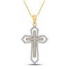 Round Diamond Gothic Cross Pendant 1/2 Cttw 10KT Yellow Gold