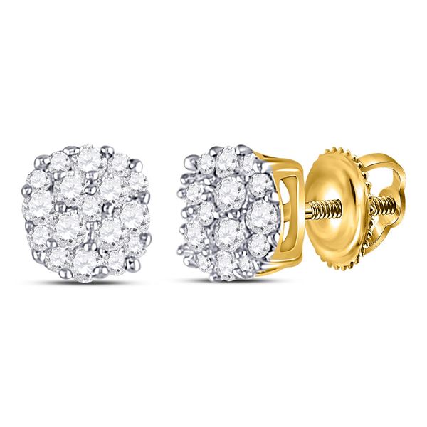 Round Diamond Cluster Earrings 1/5 Cttw 10KT Yellow Gold