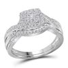 Bridal Wedding Ring Band Set 1/2 Cttw 14KT White Gold