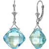 Genuine 17.5 ctw Blue Topaz Earrings 14KT White Gold - REF-36Z3N