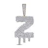 Round Diamond Dripping Z Letter Charm Pendant 2-7/8 Cttw 10KT Yellow Gold