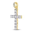 Image 2 : Round Diamond Cross Charm Pendant 1/8 Cttw 10KT Yellow Gold