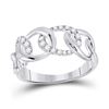 Round Diamond Curb Link Fashion Ring 1/3 Cttw 14KT White Gold