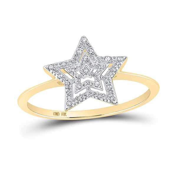 Round Diamond Star Ring 1/20 Cttw 10KT Yellow Gold