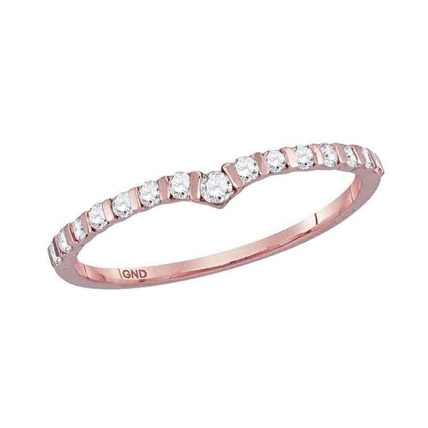 Round Diamond Chevron Stackable Band Ring 1/4 Cttw 10KT Rose Gold