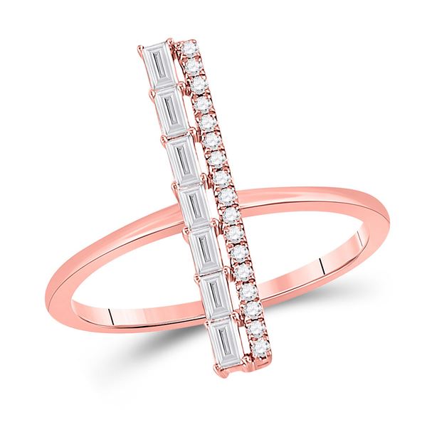 Baguette Diamond Linear Fashion Ring 1/3 Cttw 14KT Rose Gold