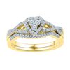 Image 1 : Diamond Heart Cluster Bridal Wedding Ring Band Set 3/8 Cttw 10KT Yellow Gold
