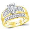 Image 2 : Diamond Halo Matching Wedding Set 7/8 Cttw 14KT Yellow Gold