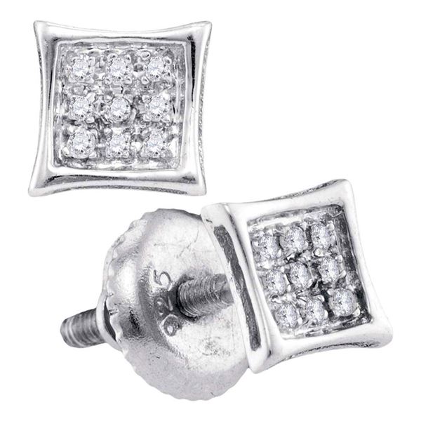 Round Diamond Kite Cluster Earrings 1/20 Cttw 10KT White Gold