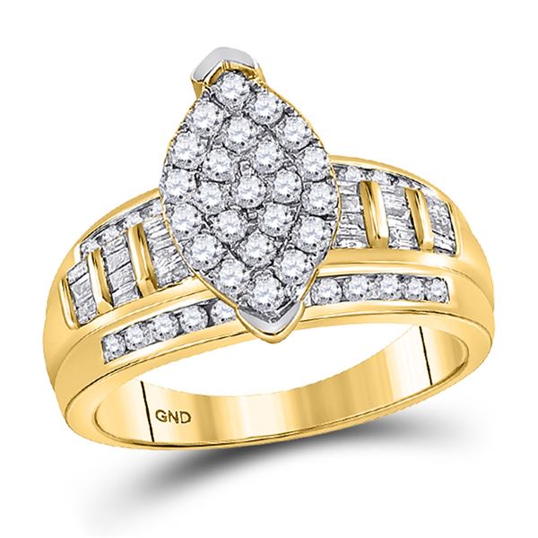 Diamond Oval Cluster Bridal Wedding Engagement Ring 1/2 Cttw 10KT Yellow Gold