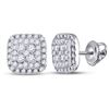 Image 1 : Round Diamond Square Earrings 1/2 Cttw 14KT White Gold