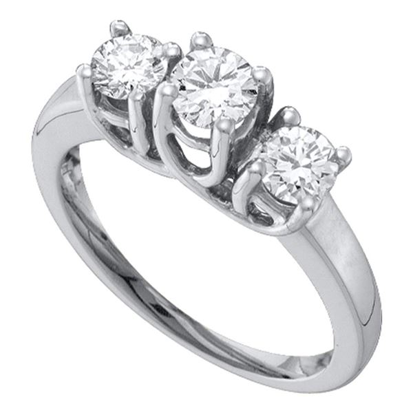 Diamond 3-stone Bridal Wedding Engagement Ring 1/2 Cttw 14KT White Gold