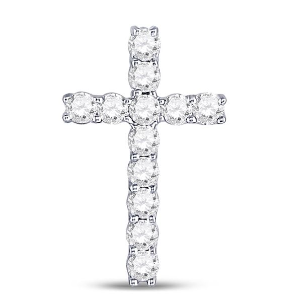 Round Diamond Religious Cross Pendant 1/5 Cttw 10KT White Gold