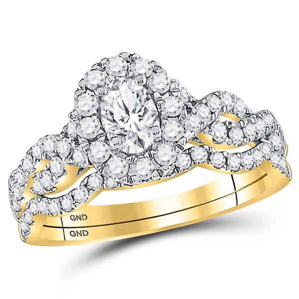 Bridal Wedding Ring Band Set 1 Cttw 14KT Yellow Gold