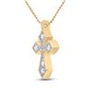 Image 2 : Round Diamond Cross Pendant 1/20 Cttw 10KT Yellow Gold
