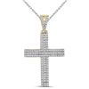 Image 1 : Round Diamond Cross Charm Pendant 1/3 Cttw 10KT Yellow Gold