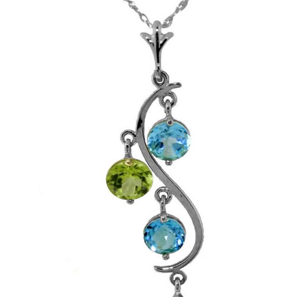 Genuine 2.3 ctw Blue Topaz Necklace 14KT White Gold - REF-30Y2F