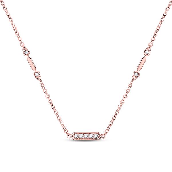 Round Diamond Fashion Bar Necklace 1/4 Cttw 14KT Rose Gold
