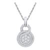 Image 1 : Round Diamond Circle Flower Cluster Pendant 1/2 Cttw 10KT White Gold
