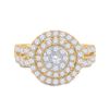Image 2 : Round Diamond Circle Cluster Ring 1-1/3 Cttw 14KT Yellow Gold
