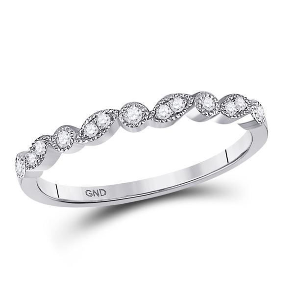 Round Diamond Stackable Band Ring 1/10 Cttw 10KT White Gold