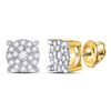 Image 1 : Round Diamond Fashion Cluster Earrings 1/4 Cttw 10KT Yellow Gold