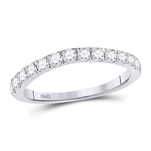 Round Diamond Single Row Band Ring 1/2 Cttw 10KT White Gold