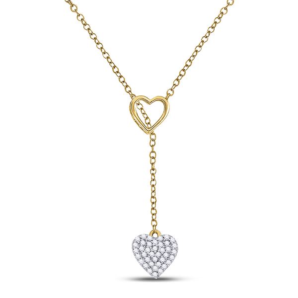 Round Diamond Threaded Heart Necklace 1/6 Cttw 14KT Yellow Gold