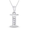 Image 1 : Round Diamond I Initial Letter Pendant 1/20 Cttw 10KT White Gold