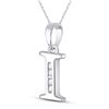 Image 2 : Round Diamond I Initial Letter Pendant 1/20 Cttw 10KT White Gold