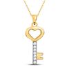 Image 1 : Round Diamond Key Heart Pendant 1/20 Cttw 10KT Yellow Gold