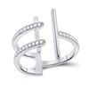 Image 1 : Round Diamond Bisected Linear Fashion Ring 1/5 Cttw 14KT White Gold