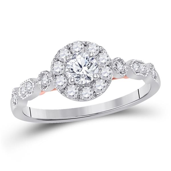 Diamond Solitaire Bridal Wedding Engagement Ring 3/4 Cttw 14KT Two-tone Gold