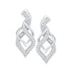 Image 1 : Round Diamond Twist Spade Stud Earrings 1/5 Cttw 10KT White Gold