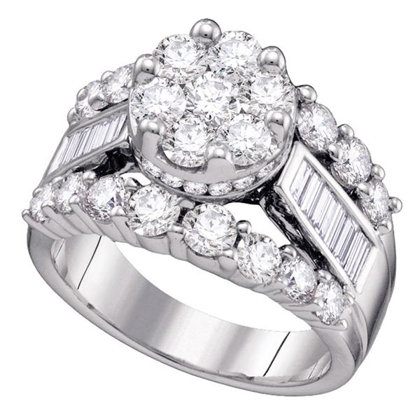 Diamond Cluster Bridal Wedding Engagement Ring 3 Cttw 14KT White Gold