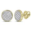 Image 1 : Round Diamond Circle Cluster Stud Earrings 1/12 Cttw 10KT Yellow Gold