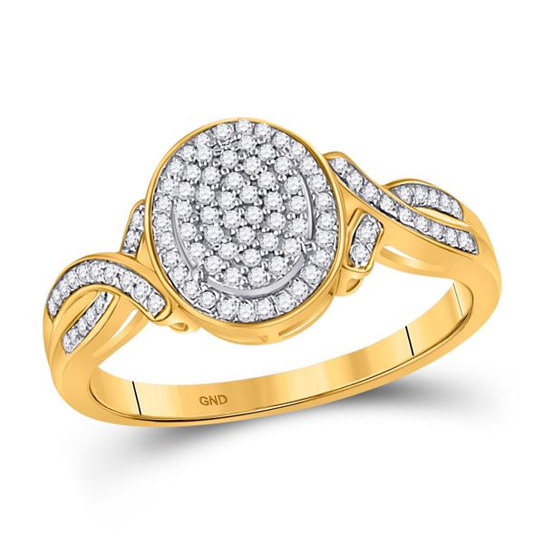 Round Diamond Oval Cluster Ring 1/4 Cttw 10KT Yellow Gold