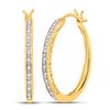 Image 1 : Round Diamond Hoop Earrings 1/6 Cttw 10KT Yellow Gold