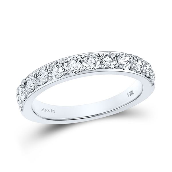 Round Diamond Wedding Single Row Band 1 Cttw 14KT White Gold
