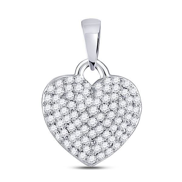 Round Diamond Fashion Heart Pendant 3/8 Cttw 10KT White Gold