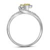 Image 2 : Round Yellow Color Enhanced Diamond Heart Ring 1/4 Cttw 10KT White Gold