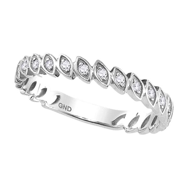 Round Diamond Marquise Shape Stackable Band Ring 1/10 Cttw 10KT White Gold